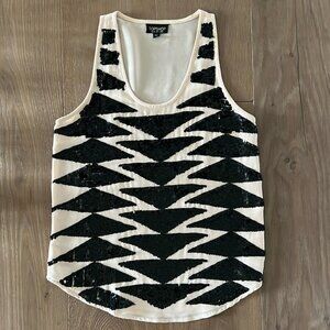 Topshop Sheer Sequin Tank Sz 4